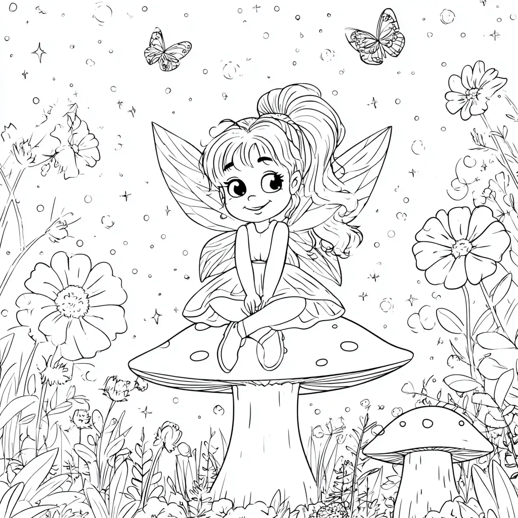 Dibujo de hada de la naturaleza para colorear Dibujo de hada de la naturaleza para colorear