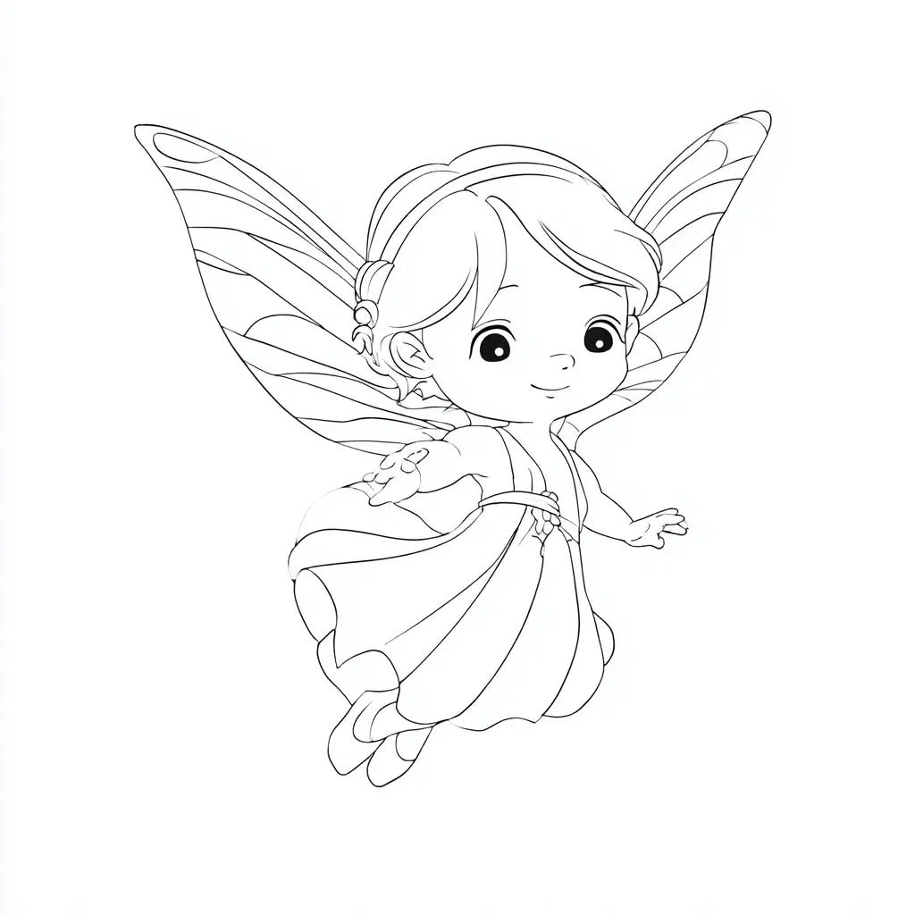 Dibujo de hada de alitas suaves para colorear Dibujo de hada de alitas suaves para colorear