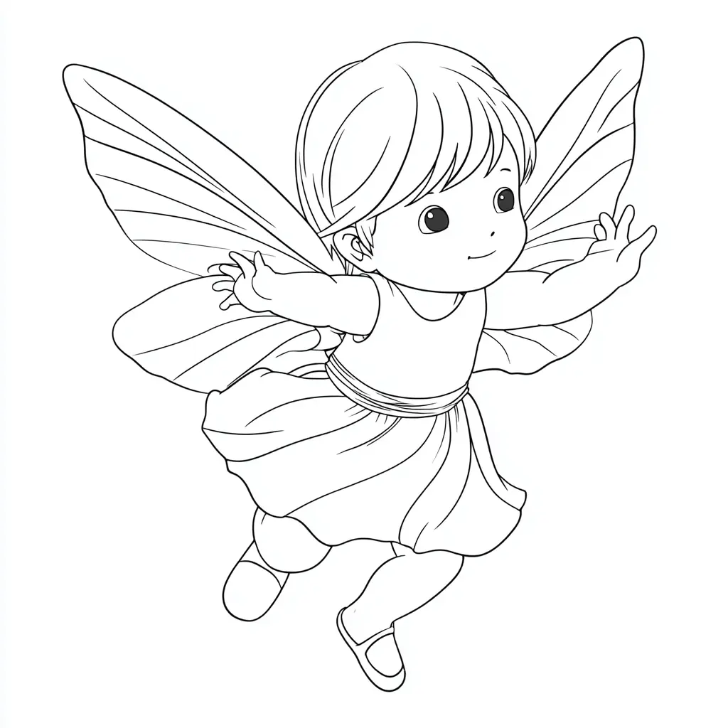 Dibujo de pequeña hada voladora para colorear Dibujo de pequeña hada voladora para colorear