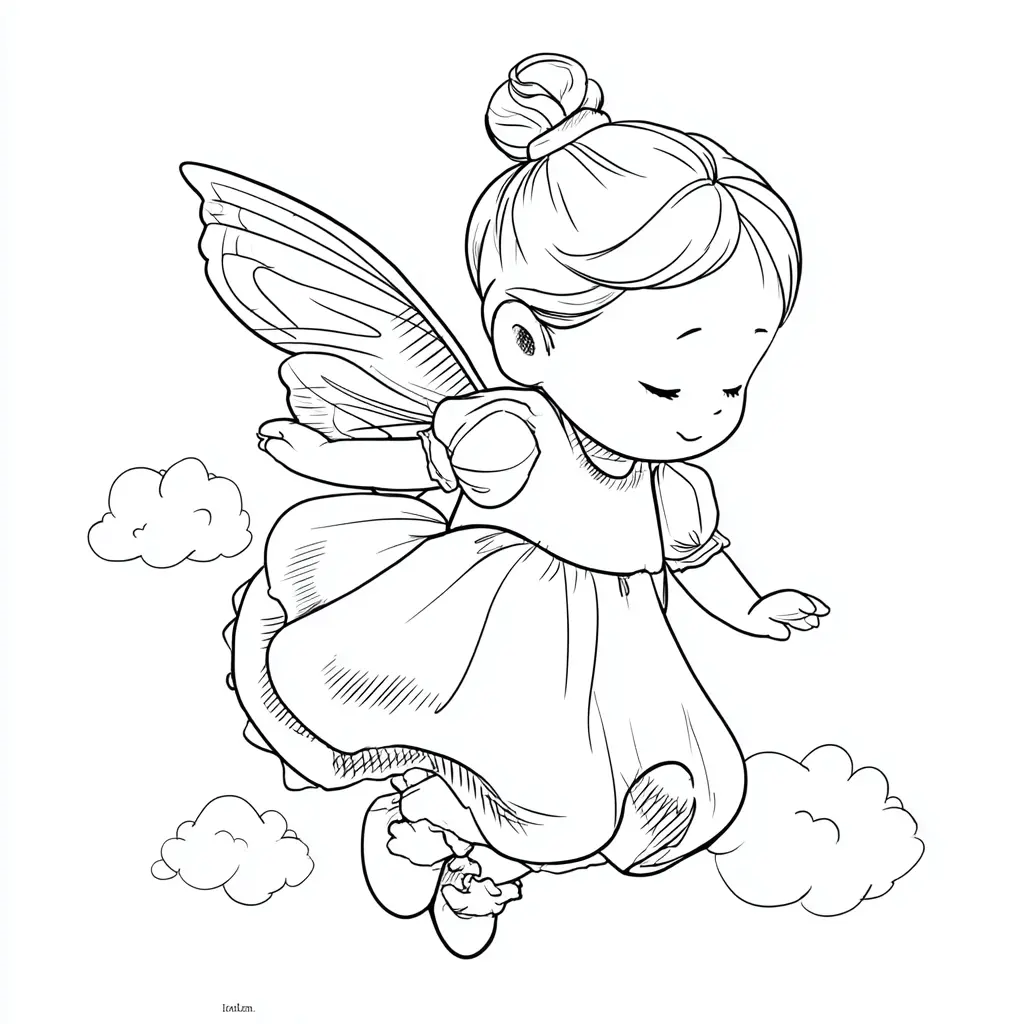 Dibujo de hada flor de nube para colorear Dibujo de hada flor de nube para colorear