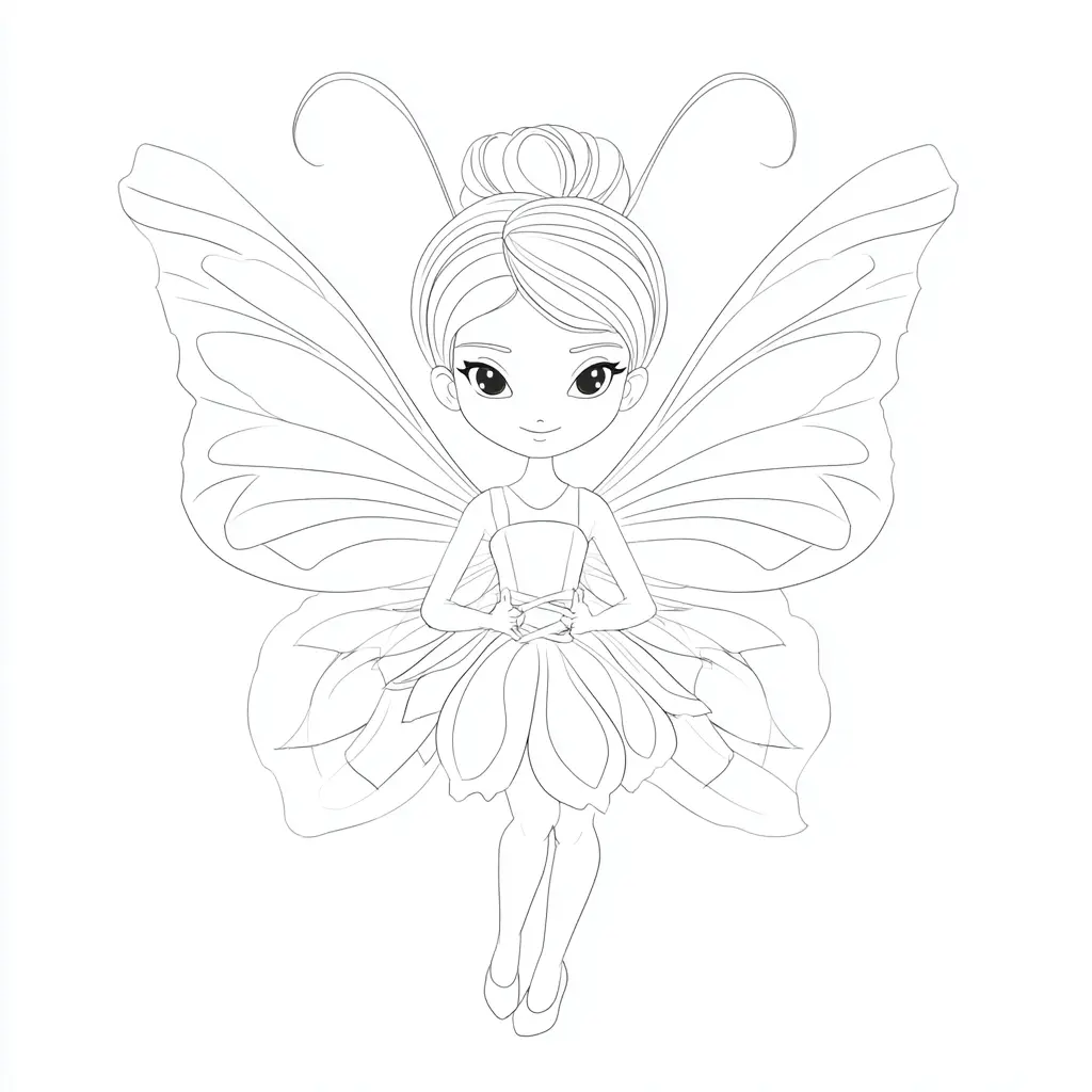 Dibujo de hada mariposa elegante para colorear Dibujo de hada mariposa elegante para colorear