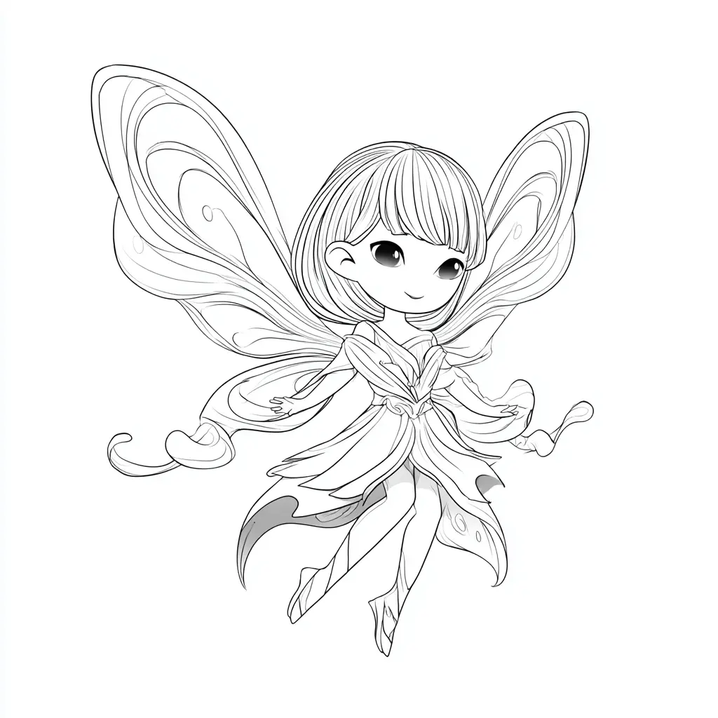 Dibujo de hada estilo manga para colorear Dibujo de hada estilo manga para colorear