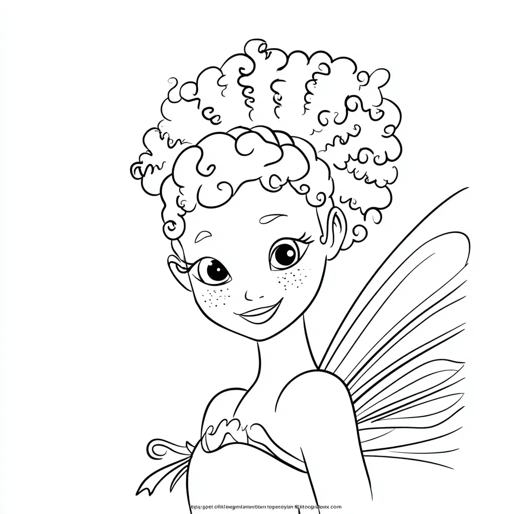 Dibujo de hada de rizos y pecas para colorear Dibujo de hada de rizos y pecas para colorear
