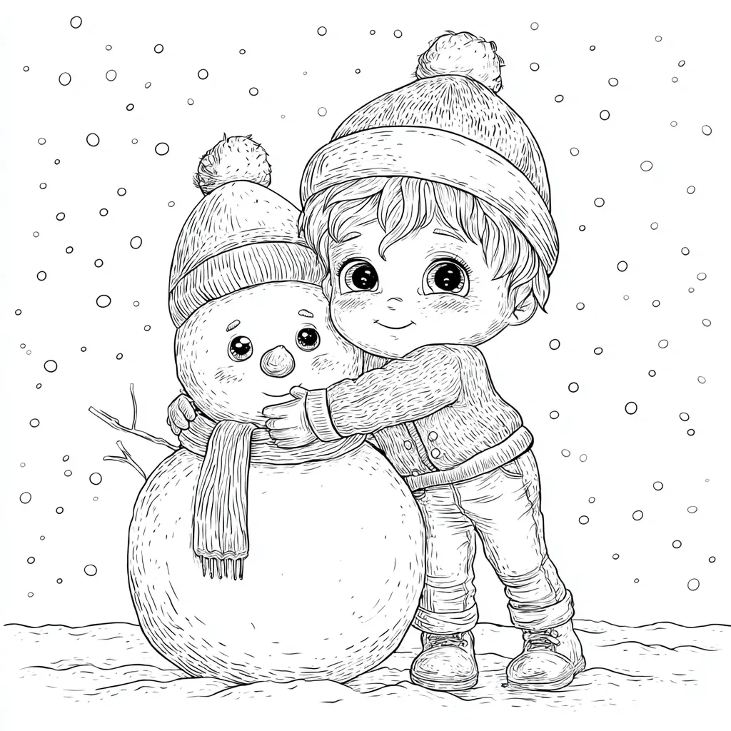 Dibujo de abrazos invernales para colorear