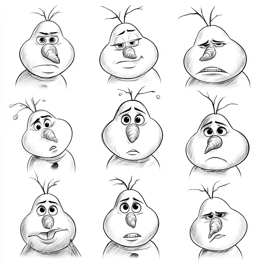 Dibujo de emociones de muñeco de nieve para colorear