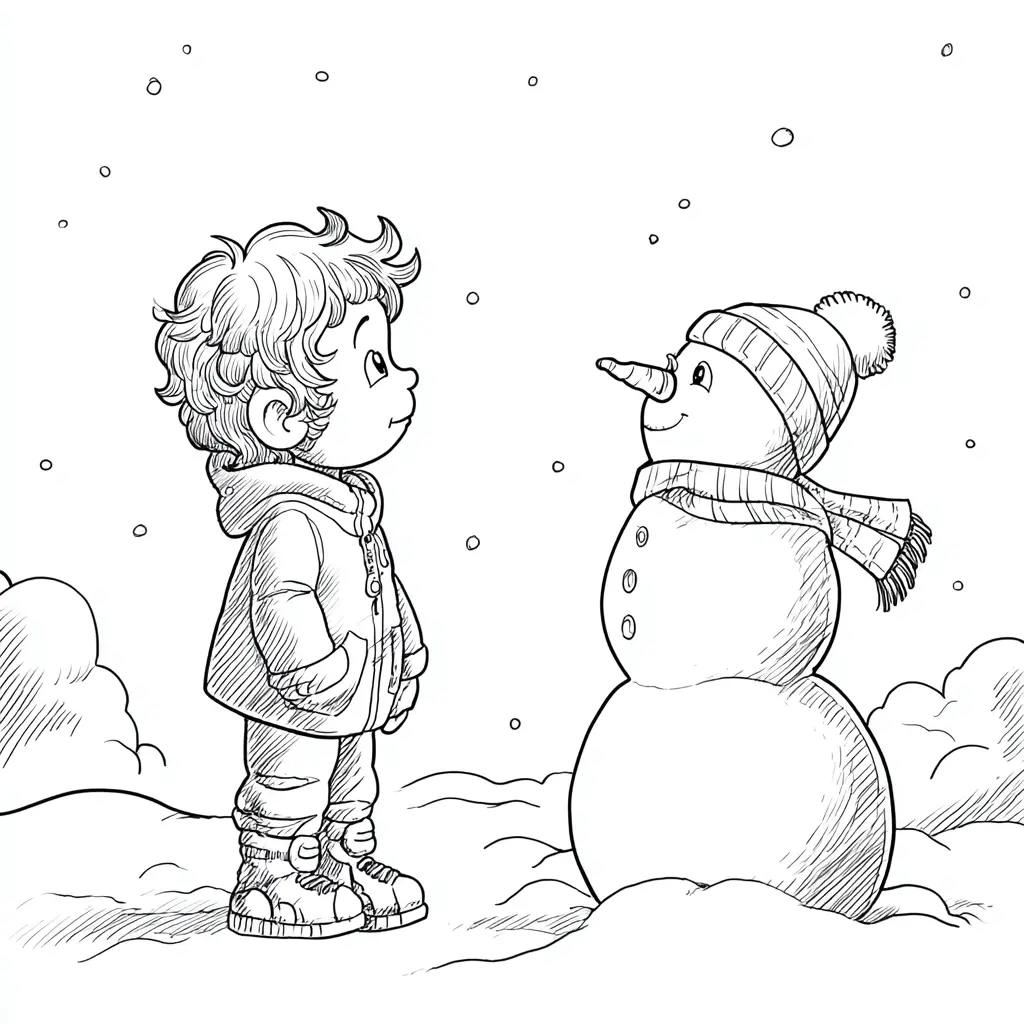 Dibujo de amigos en la nieve para colorear