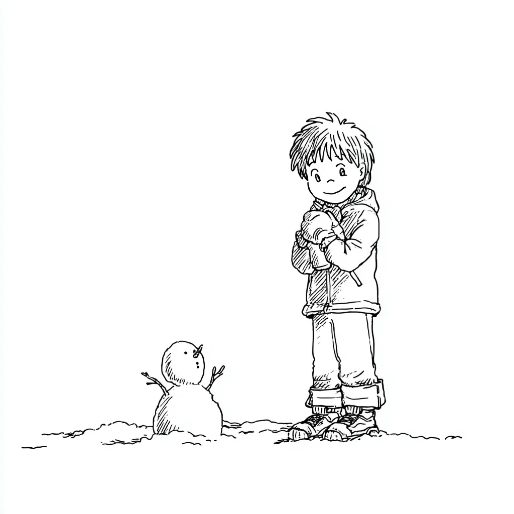 Dibujo de juntos en la nieve para colorear