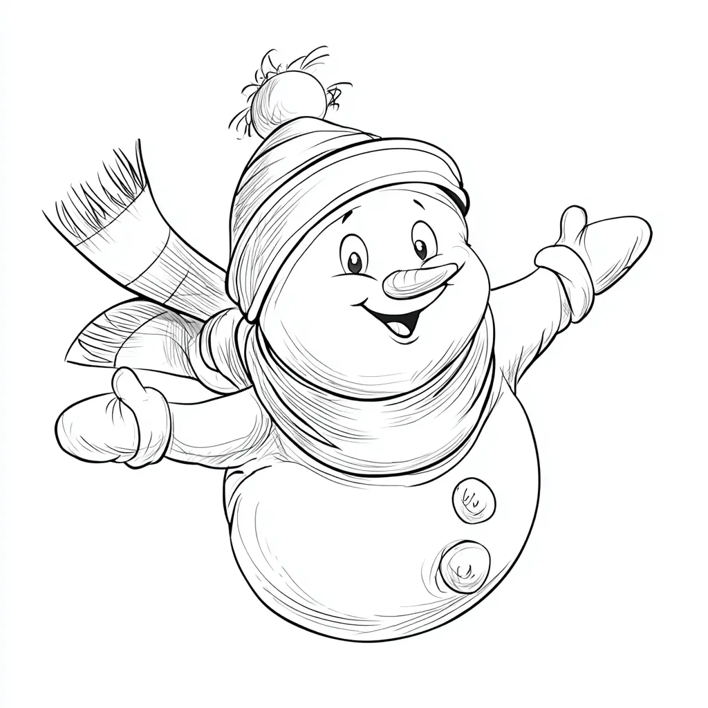 Dibujo de muñeco de nieve volador para colorear