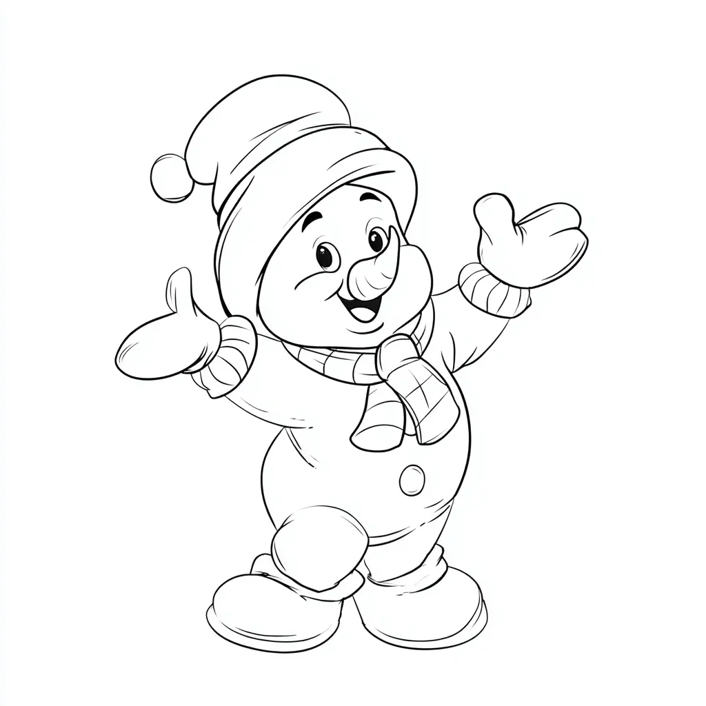 Dibujo de muñeco con nariz de zanahoria para colorear