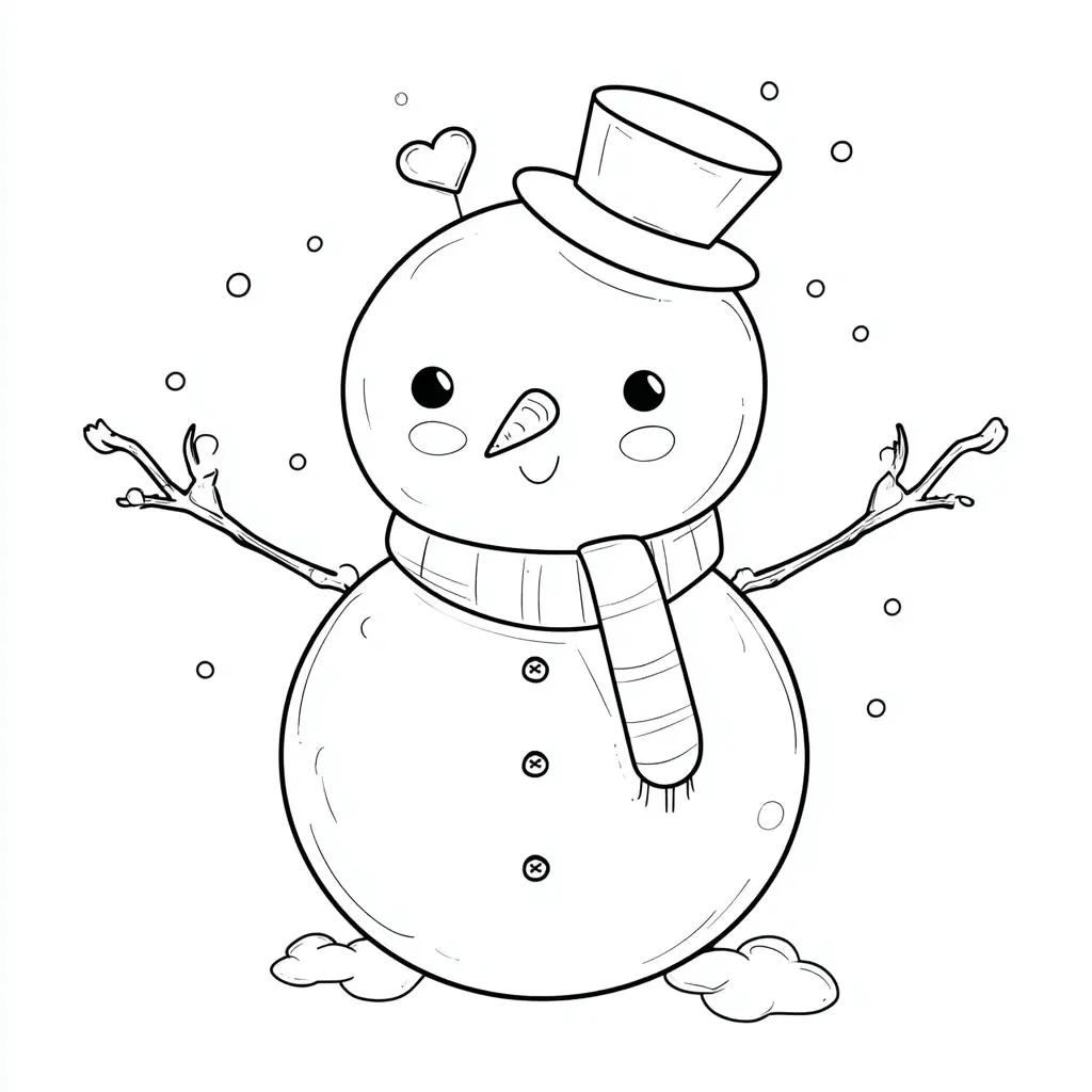 Dibujo de muñeco de nieve amoroso para colorear