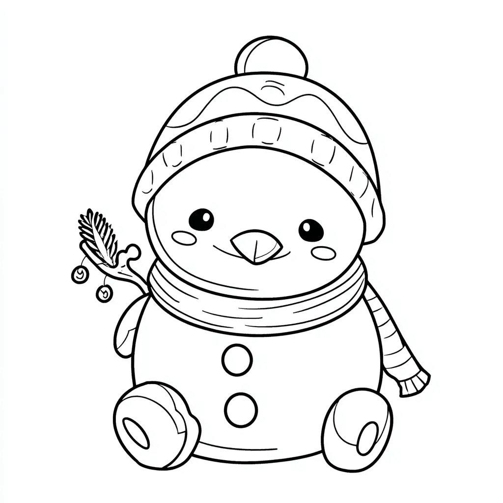 Dibujo de muñeco de nieve pequeñín para colorear