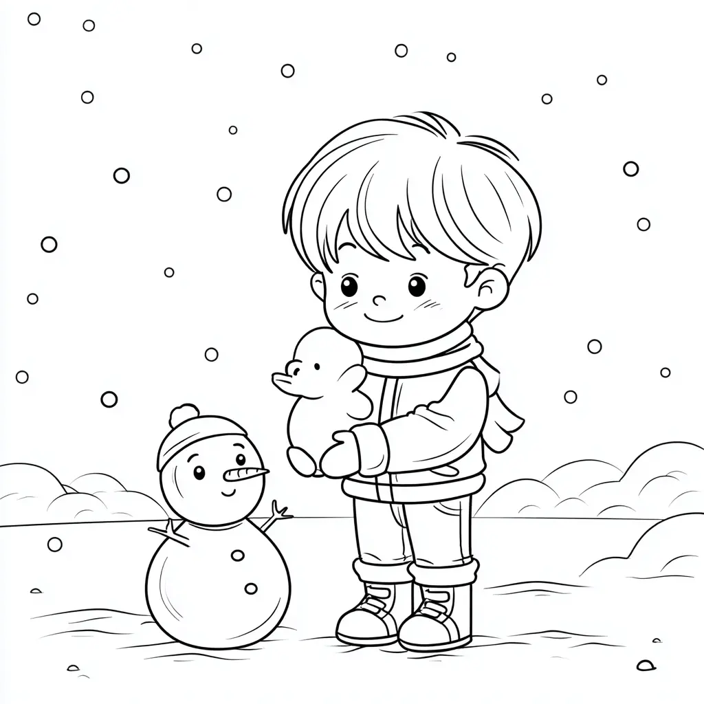 Dibujo de un amigo de nieve especial para colorear
