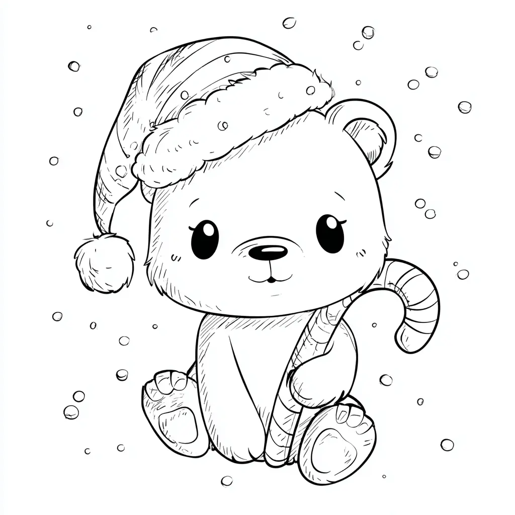Dibujo de osito dulce con copos de nieve para colorear Dibujo de osito dulce con copos de nieve para colorear