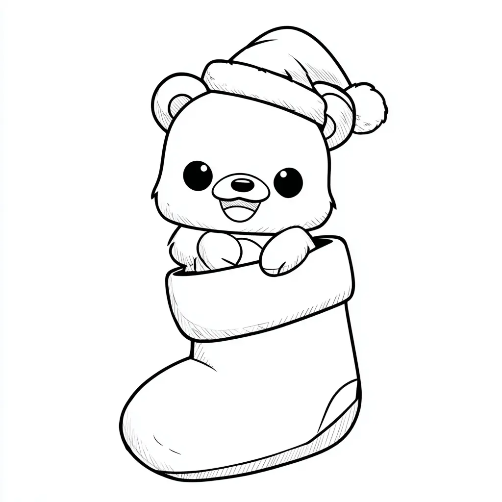 Dibujo de regalo de osito navideño para colorear Dibujo de regalo de osito navideño para colorear