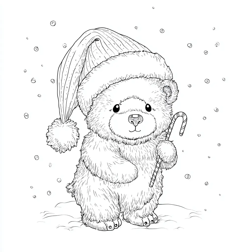 Dibujo de osito peludito en la nieve para colorear Dibujo de osito peludito en la nieve para colorear