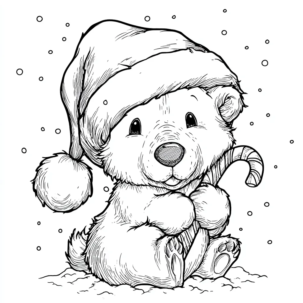 Dibujo de pequeño oso en la nieve para colorear Dibujo de pequeño oso en la nieve para colorear