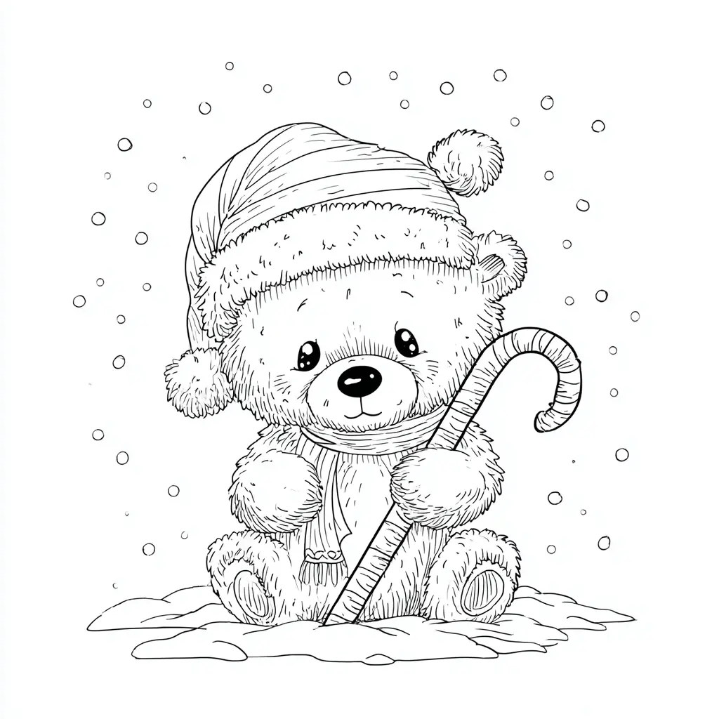 Dibujo de dulce osito con pompones para colorear Dibujo de dulce osito con pompones para colorear