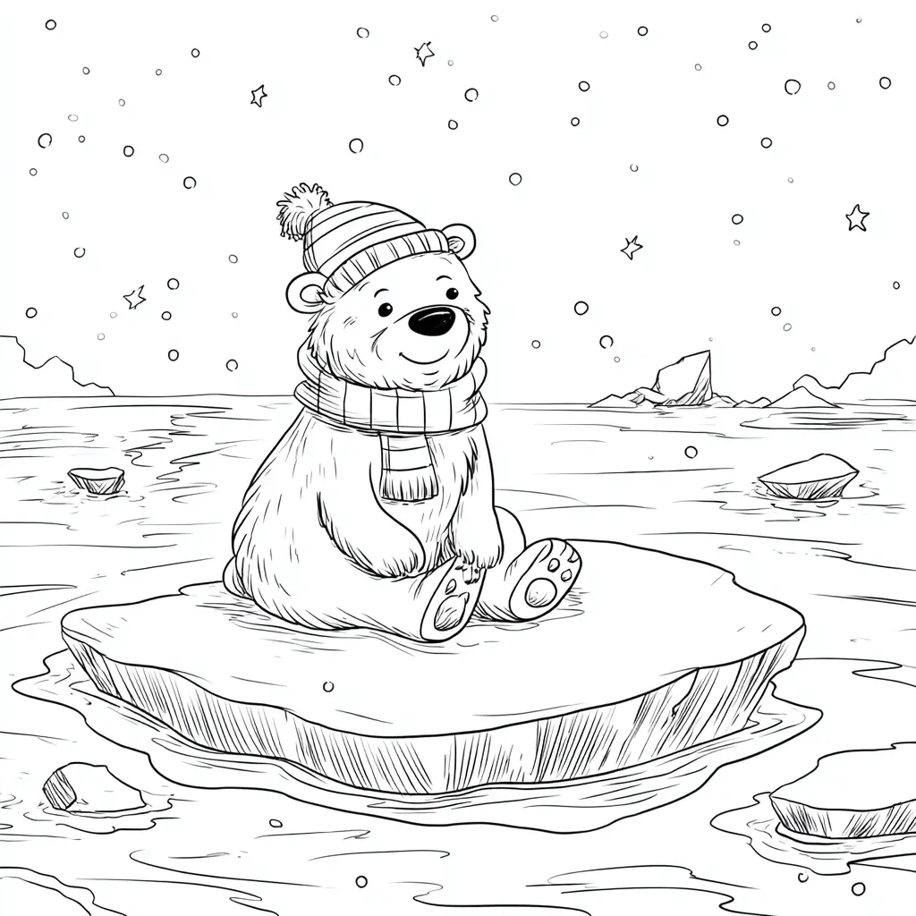 Dibujo de oso polar en el iceberg para colorear Dibujo de oso polar en el iceberg para colorear