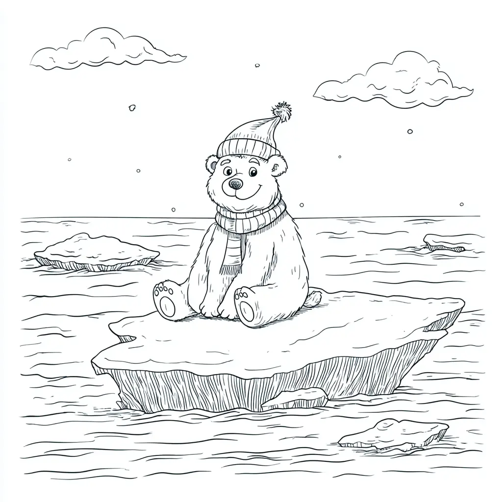 Dibujo de oso en el Polo Norte para colorear Dibujo de oso en el Polo Norte para colorear