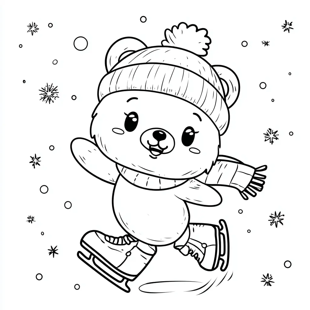 Dibujo de osito polar patinador para colorear Dibujo de osito polar patinador para colorear