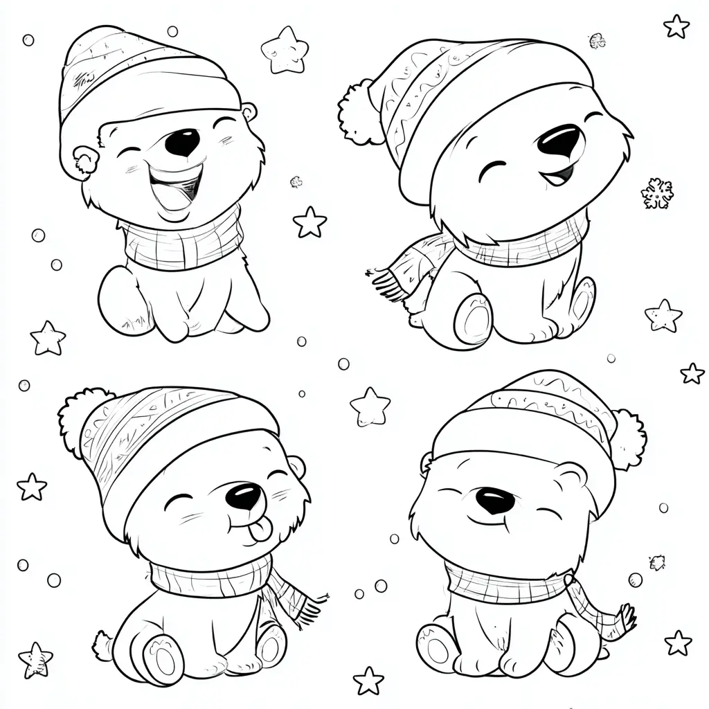 Dibujo de osito y sus gestos simpáticos para colorear Dibujo de osito y sus gestos simpáticos para colorear