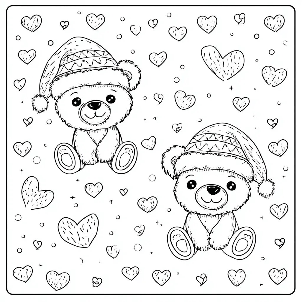 Dibujo de dos tiernos ositos navideños para colorear Dibujo de dos tiernos ositos navideños para colorear