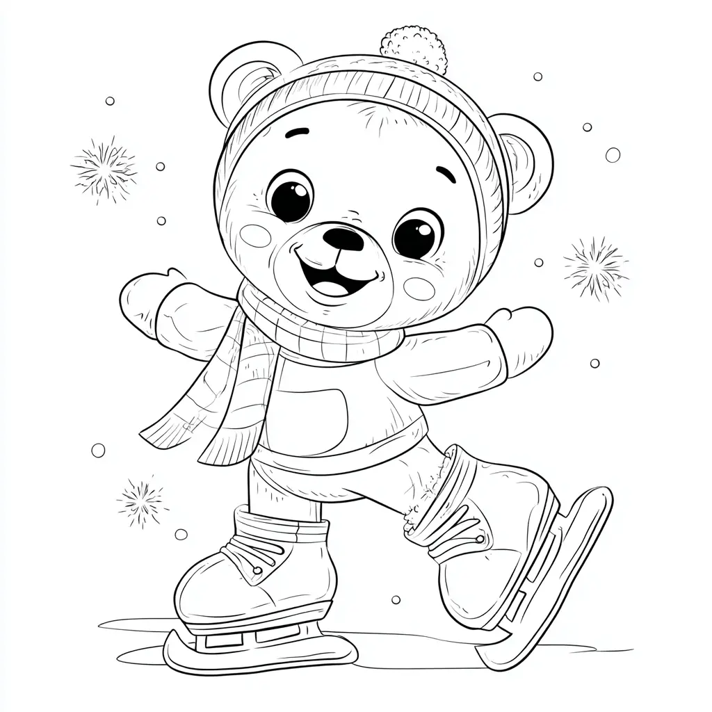 Dibujo de osito polar patinando para colorear Dibujo de osito polar patinando para colorear