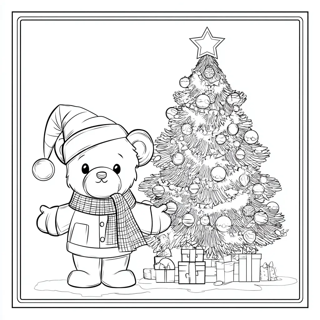 Dibujo de osito polar en Nochebuena para colorear Dibujo de osito polar en Nochebuena para colorear