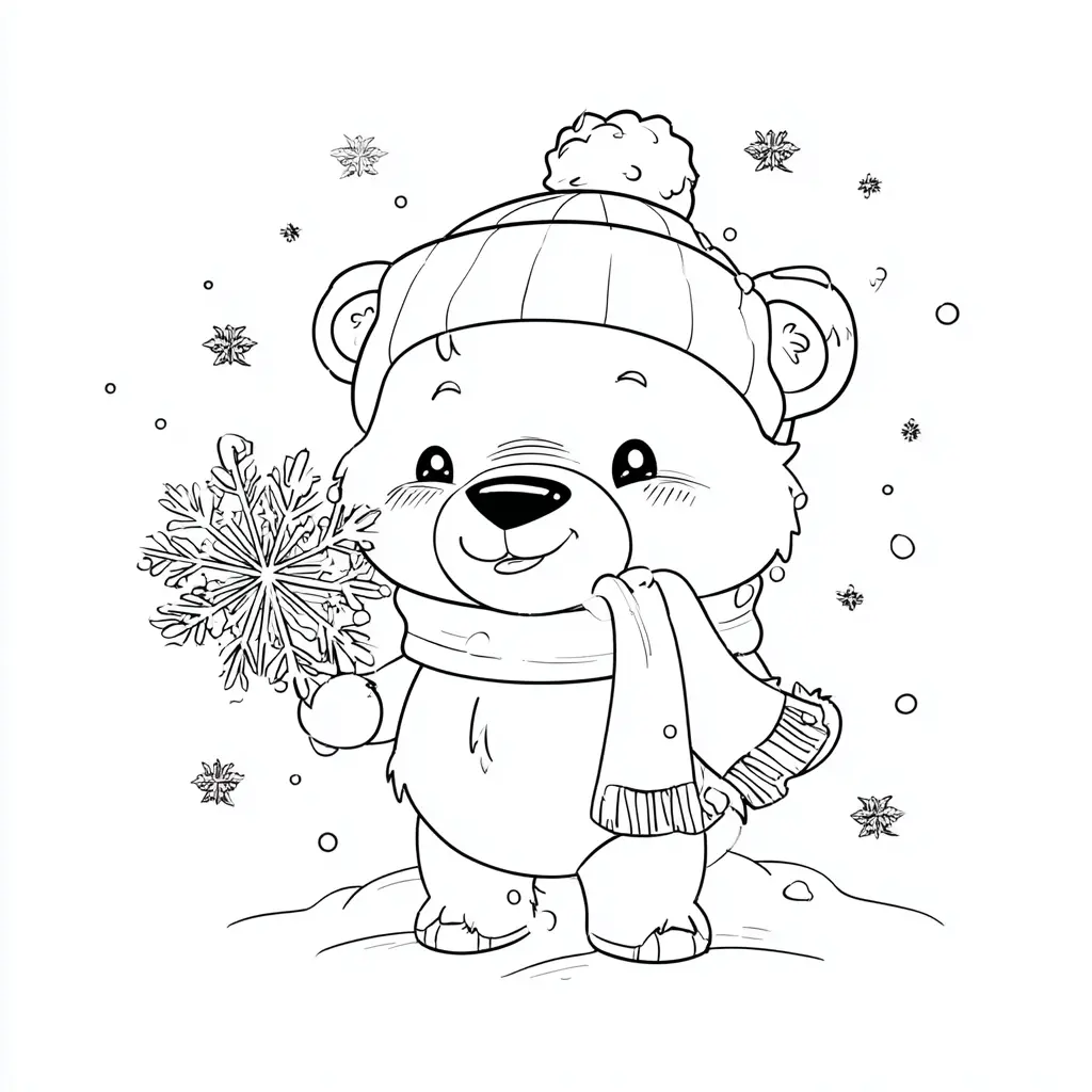 Dibujo de un copo de nieve para osito para colorear Dibujo de un copo de nieve para osito para colorear