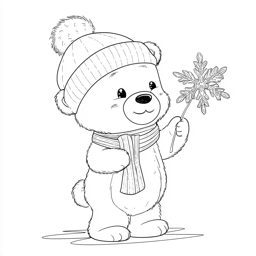 Dibujo de el regalo de nieve de osito para colorear Dibujo de el regalo de nieve de osito para colorear