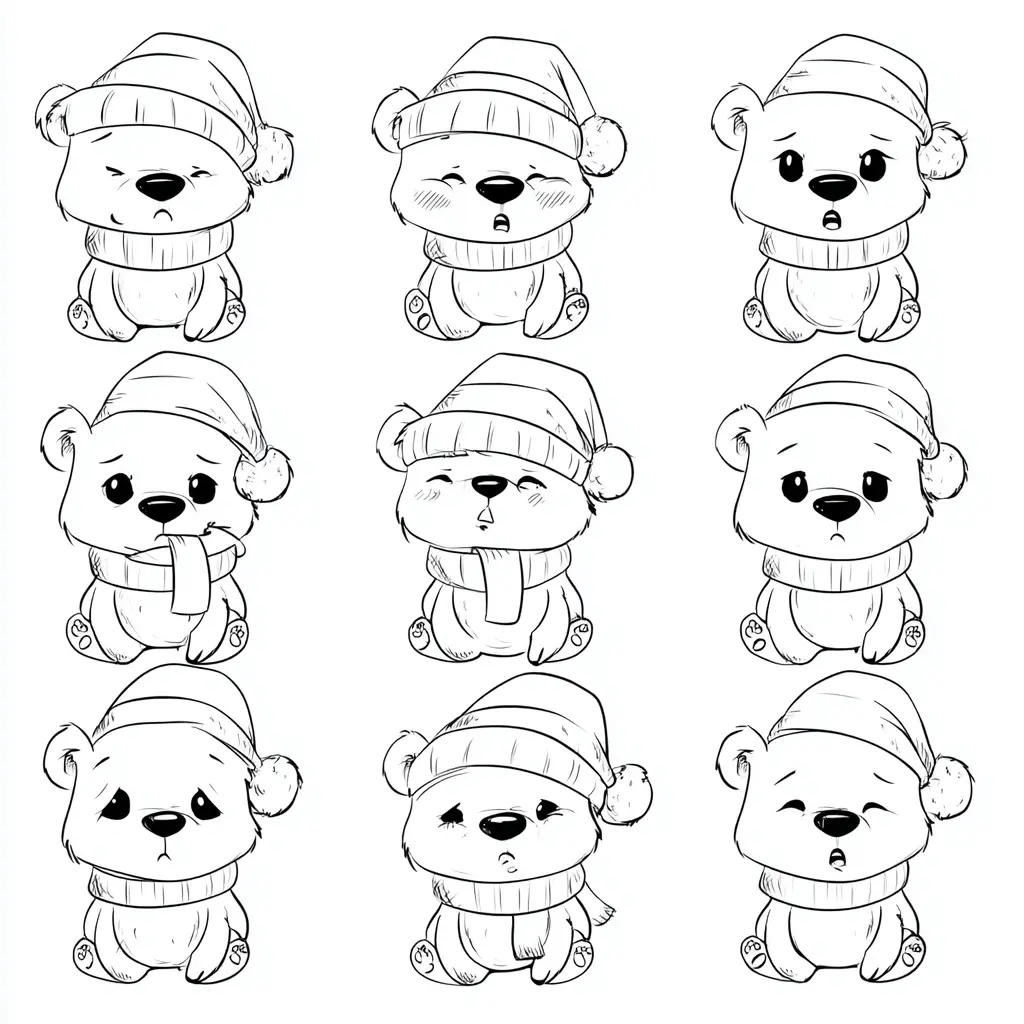 Dibujo de caritas de osito navideño para colorear Dibujo de caritas de osito navideño para colorear