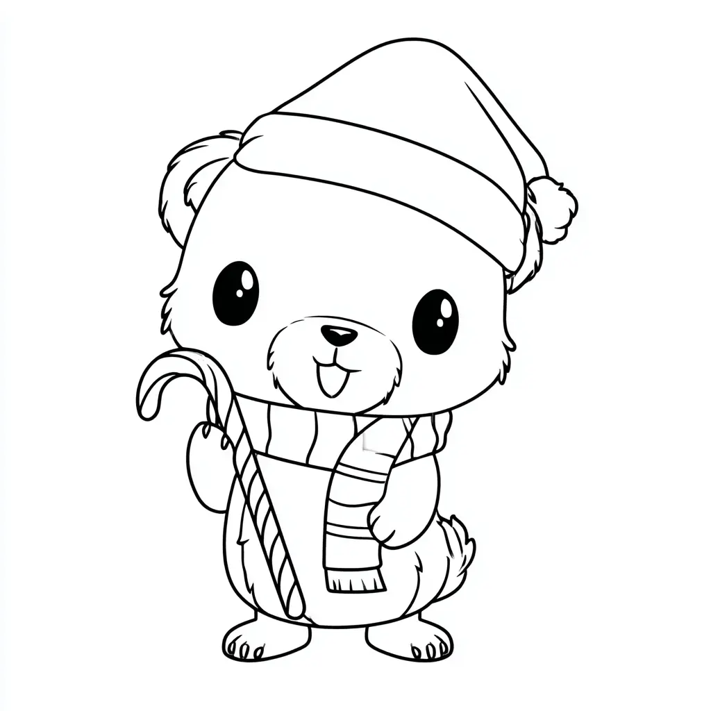 Dibujo de osito con bastón de caramelo para colorear Dibujo de osito con bastón de caramelo para colorear
