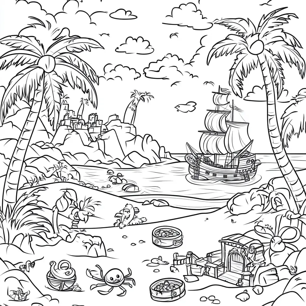 Dibujo de isla de los tesoros para colorear Dibujo de isla de los tesoros para colorear