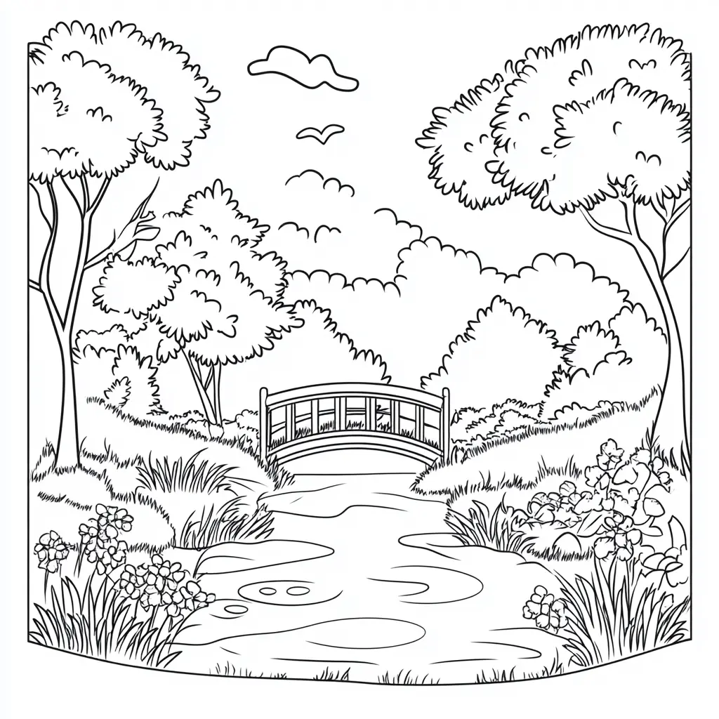 Dibujo de naturaleza fluvial para colorear Dibujo de naturaleza fluvial para colorear