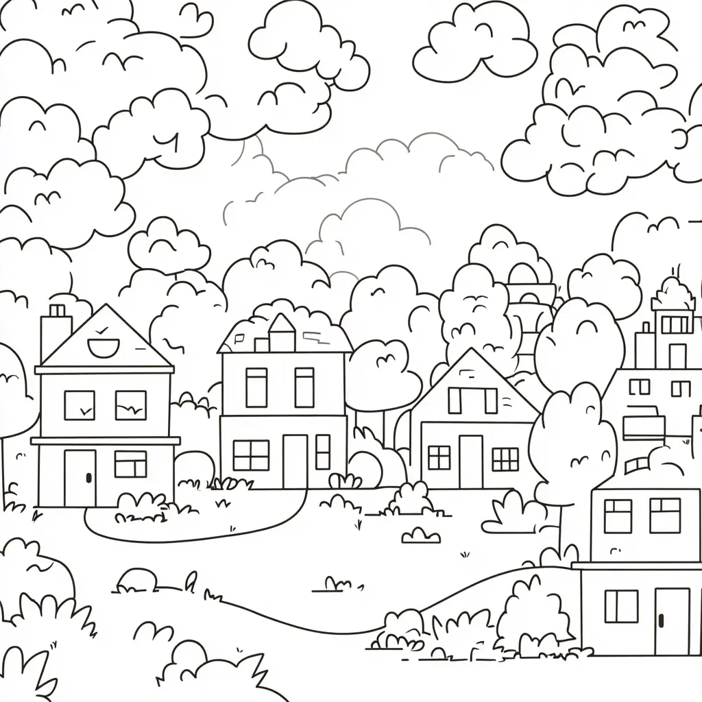 Dibujo de casas geométricas para colorear Dibujo de casas geométricas para colorear