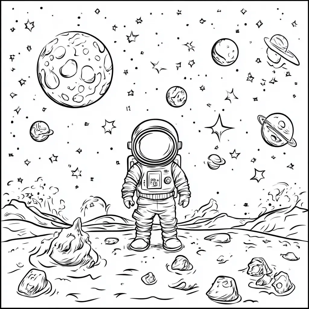 Dibujo de astronauta planetario para colorear Dibujo de astronauta planetario para colorear