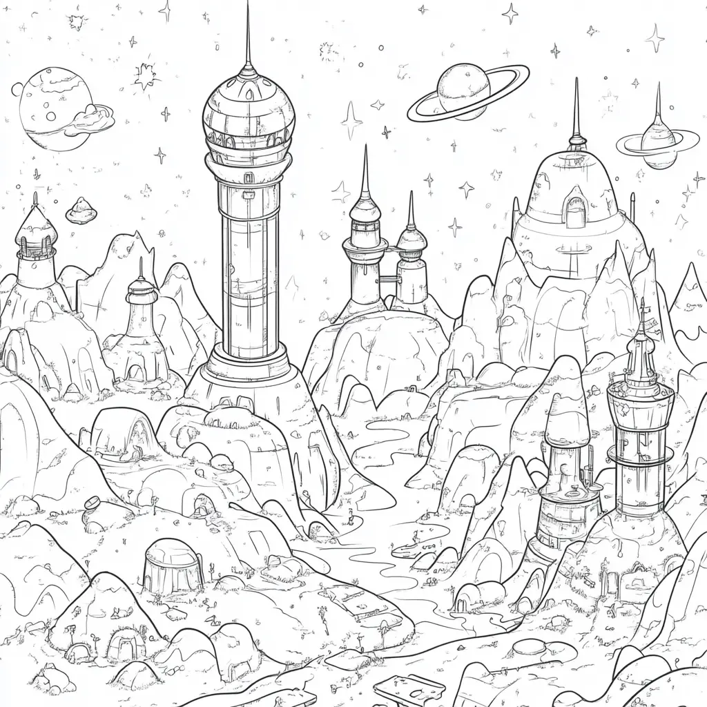 Dibujo de ciudad interestelar para colorear Dibujo de ciudad interestelar para colorear