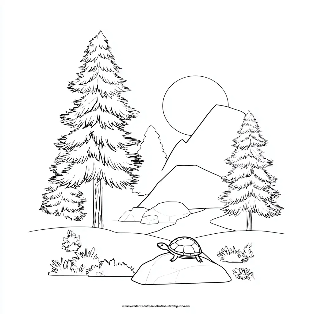 Dibujo de naturaleza apacible para colorear Dibujo de naturaleza apacible para colorear