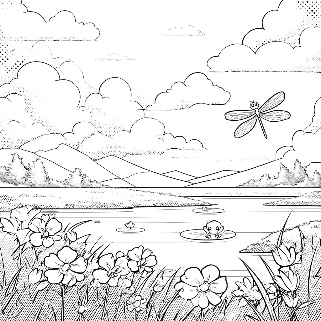 Dibujo de naturaleza con encanto para colorear Dibujo de naturaleza con encanto para colorear