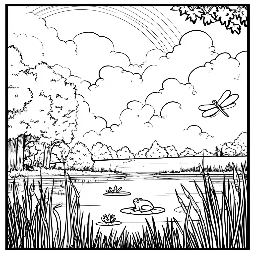 Dibujo de vida junto al río para colorear Dibujo de vida junto al río para colorear