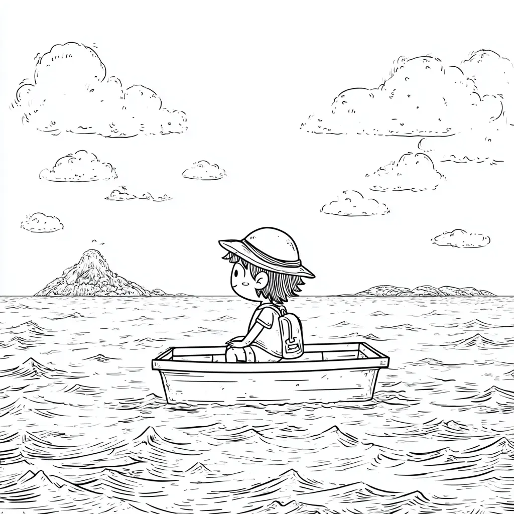 Dibujo de viaje sereno para colorear Dibujo de viaje sereno para colorear