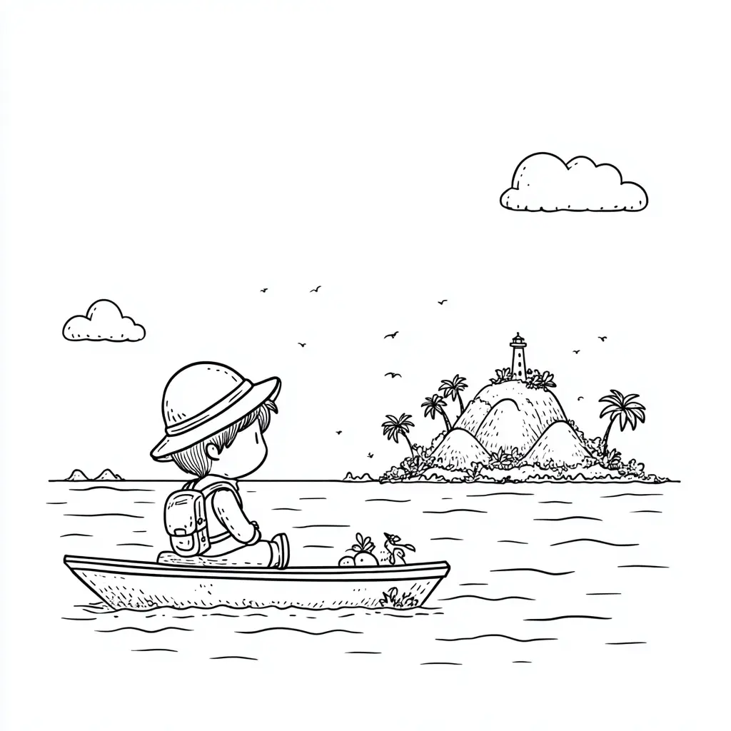 Dibujo de visitando la isla para colorear Dibujo de visitando la isla para colorear