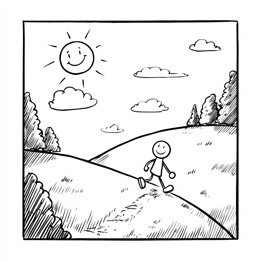 Dibujo de caminando feliz para colorear Dibujo de caminando feliz para colorear