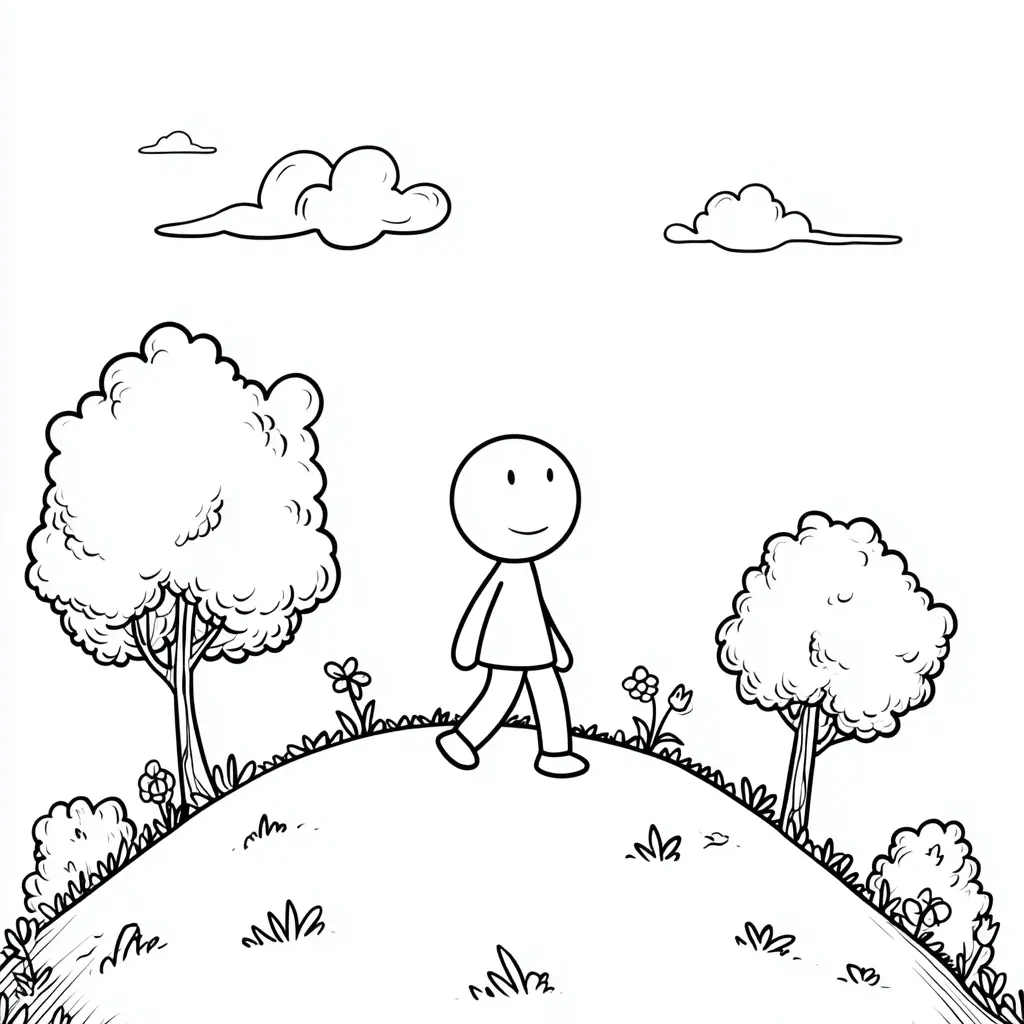 Dibujo de paseando por la montaña para colorear Dibujo de paseando por la montaña para colorear