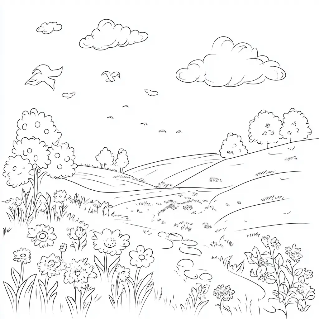Dibujo de pradera serena para colorear Dibujo de pradera serena para colorear