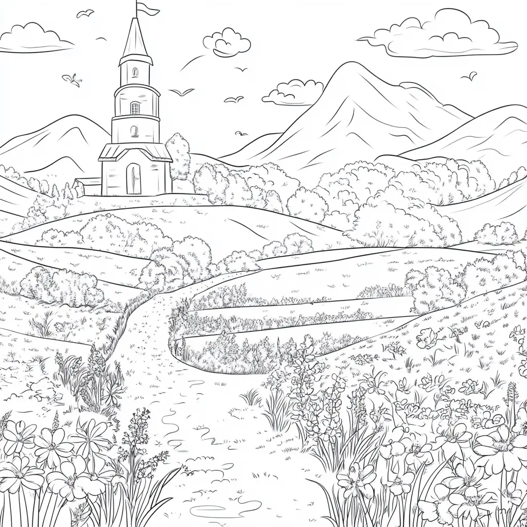 Dibujo de un valle feudal para colorear Dibujo de un valle feudal para colorear