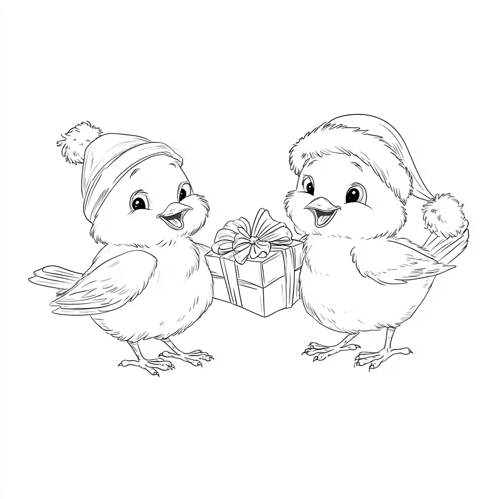 Dibujo de el regalo de los pajaritos para colorear Dibujo de el regalo de los pajaritos para colorear