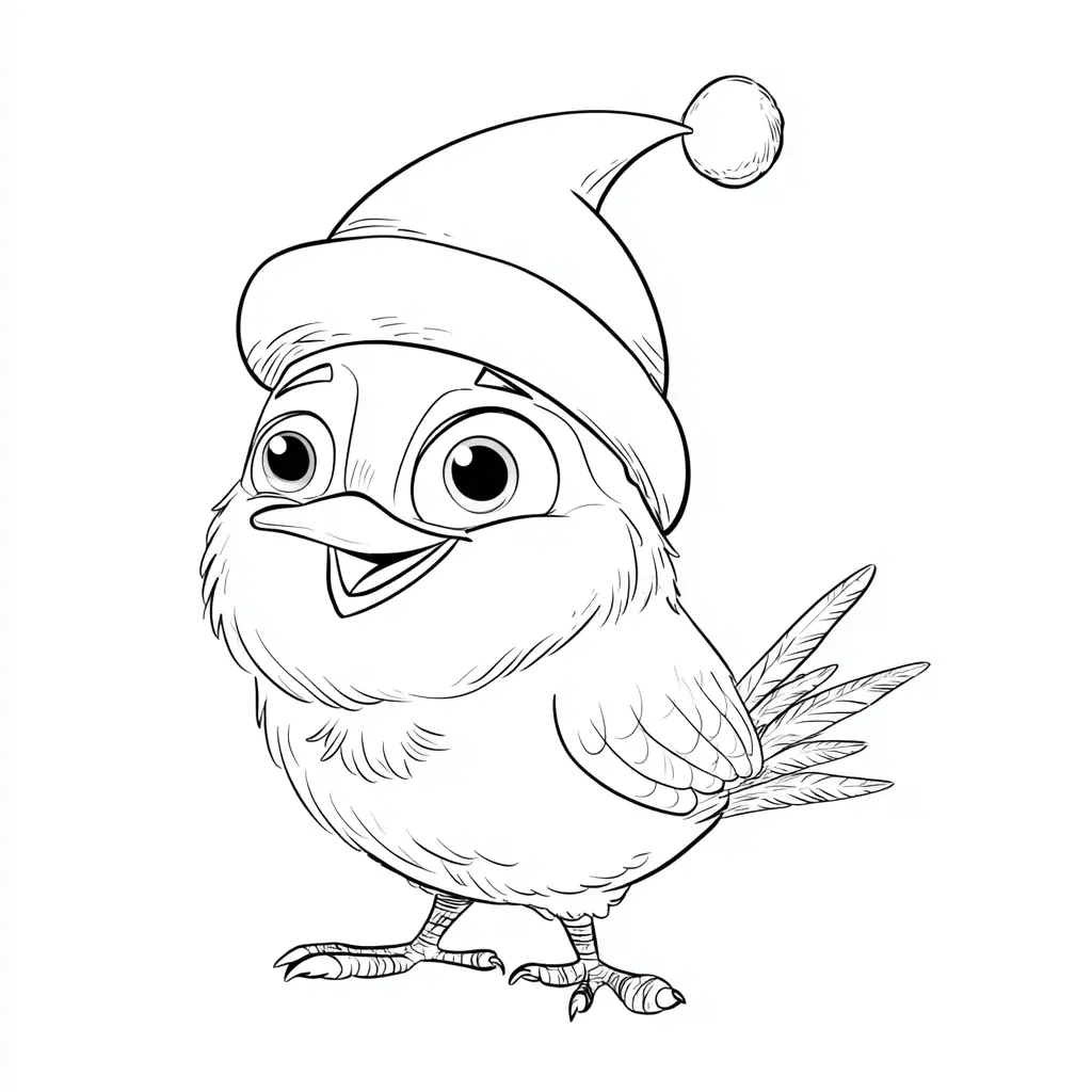 Dibujo de pajarito feliz en Navidad para colorear Dibujo de pajarito feliz en Navidad para colorear