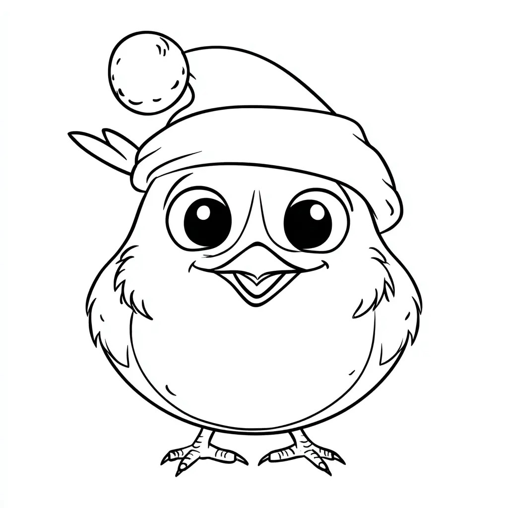 Dibujo de adorable pájaro navideño para colorear Dibujo de adorable pájaro navideño para colorear