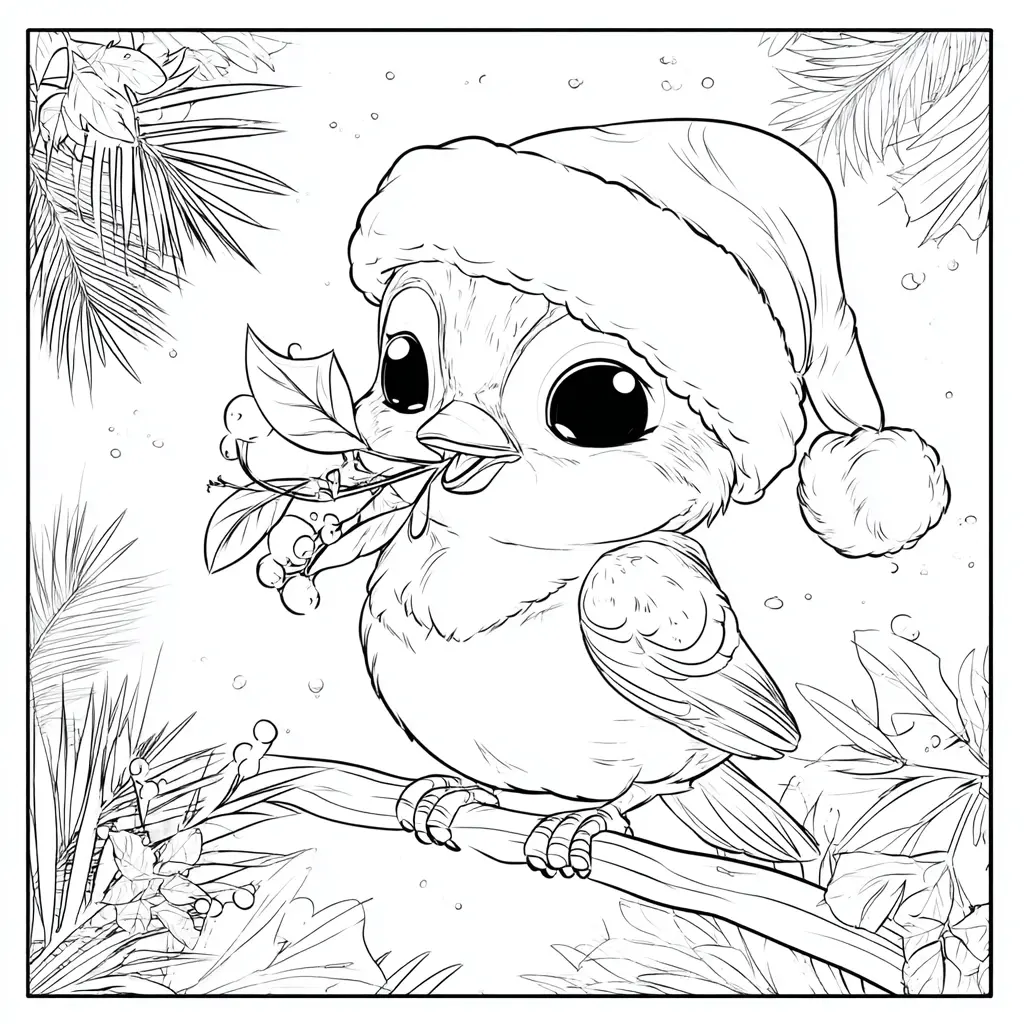 Dibujo de piquito y la Navidad tropical para colorear Dibujo de piquito y la Navidad tropical para colorear